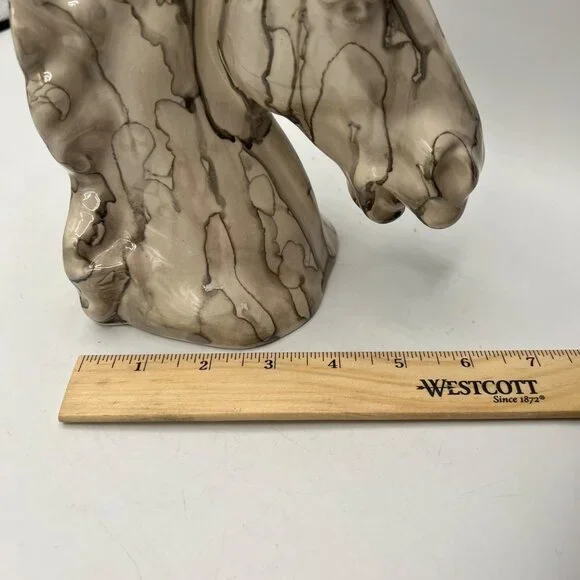 Handcrafted Homemade Hand Glazed Marble Horse Head Sculpture- Home Decor- Table - Picture 9 of 10